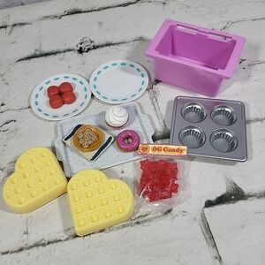 Our Generation 18" Doll Food Waffles Gummy Bears Pans Cupcakes Sweets Plates